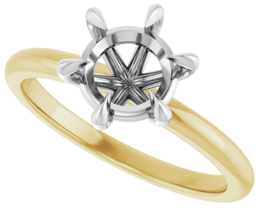 Sužadėtuvių Žiedas „Claw-Prong“ 14k yellow/white gold Round 7.4mm (5)