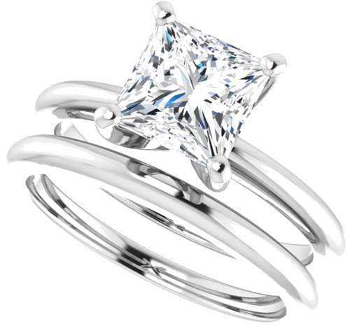 Sužadėtuvių Žiedas „Solitaire“ 585 Baltojo Aukso Square 6.5mm (10)