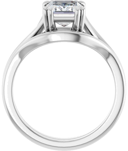 Sužadėtuvių Žiedas „Double Claw-Prong Solitaire Criss-Cross“ 14k white gold Emerald 8mm x 6mm (7)