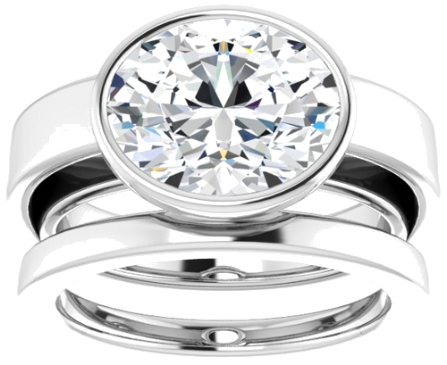 Sužadėtuvių Žiedas „Bezel-Set Solitaire“ 14k white gold Oval 11mm x 9mm (8)