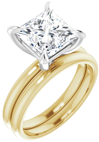 Sužadėtuvių Žiedas „Solitaire“ 14k yellow/white gold Square 8mm (6)
