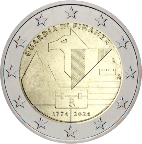 Монета от 2 евро на италианската финансова гвардия от 2024 г. (1)
