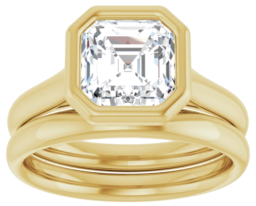 Sužadėtuvių Žiedas „Bezel-Set Solitaire“ 14k yellow gold Asscher 7mm (8)