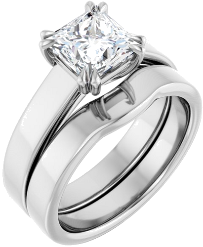 Sužadėtuvių Žiedas „Double Claw-Prong Solitaire“ 14k white gold Square 6.5mm (6)