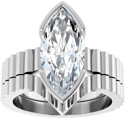 Sužadėtuvių Žiedas „Half-Bezel Solitaire“ 10k white gold Marquise 15mm x 7mm (8)