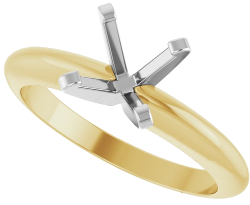 14K Yellow White 6.5 mm Round Solitaire Engagement Ring Mounting (5)