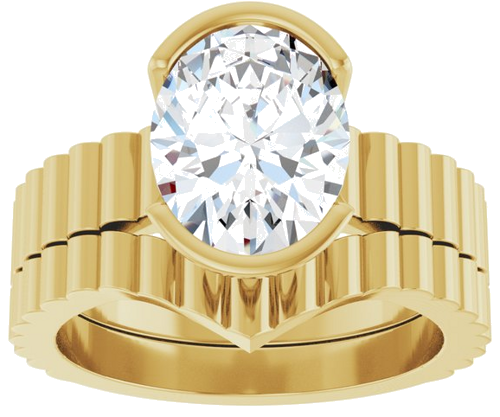 Sužadėtuvių Žiedas „Half-Bezel Solitaire“ 14k yellow gold Oval 10mm x 8mm (8)