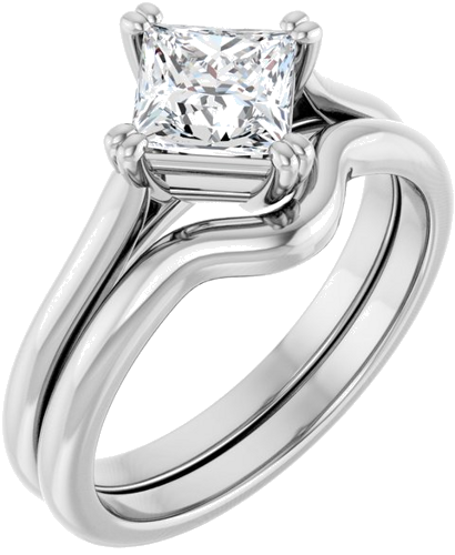 Sužadėtuvių Žiedas „Double Claw-Prong Solitaire“ 14k white gold Square 5.5mm (6)