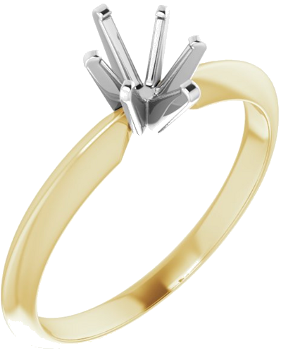 14K Yellow   White 6.5x4.5 mm Oval 6-Prong Solitaire Engagement Ring Mounting (1)