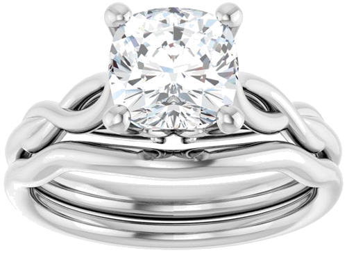 Sužadėtuvių Žiedas „Solitaire Sculptural“ 14k white gold Cushion 7mm (8)