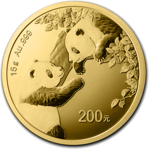 15 g Ķīnas 200 juaņu zelta monēta - Panda 2023 (1)