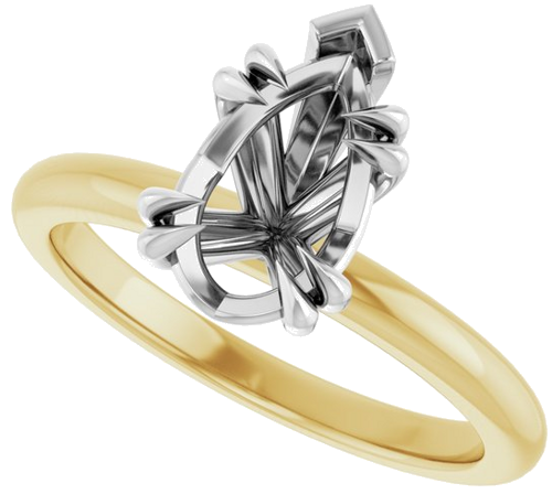 Sužadėtuvių Žiedas „Double Claw-Prong“ 14k yellow/white gold Pear 10mm x 6mm (5)
