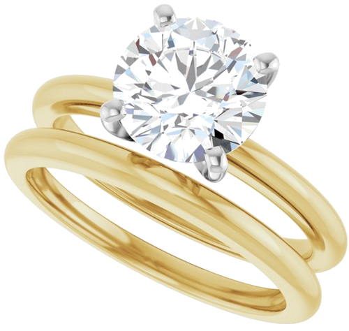 14K Yellow   White  8 mm Round Solitaire Engagement Ring Mounting (10)