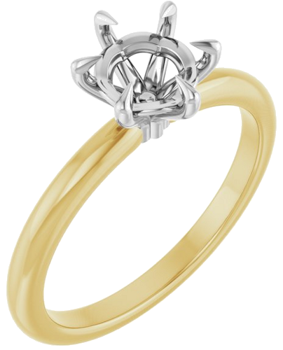 Sužadėtuvių Žiedas „Solitaire“ 14k yellow/white gold Round 6.5mm (1)