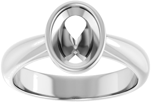 Sužadėtuvių Žiedas „Bezel-Set Solitaire“ 14k white gold Oval 8mm x 6mm (3)
