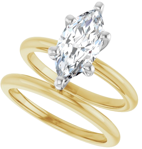 Sužadėtuvių Žiedas 10k yellow/white gold Marquise 12mm x 6mm (10)