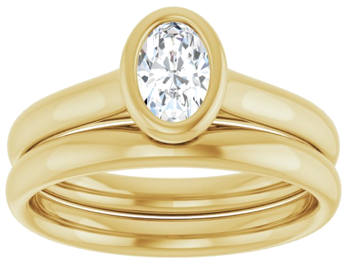 Sužadėtuvių Žiedas „Bezel-Set Solitaire“ 585 Geltonojo Aukso Oval 6mm x 4mm (8)