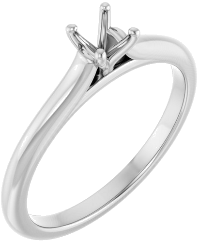 14K White 4.1 mm Round Solitaire Engagement Ring Mounting (1)