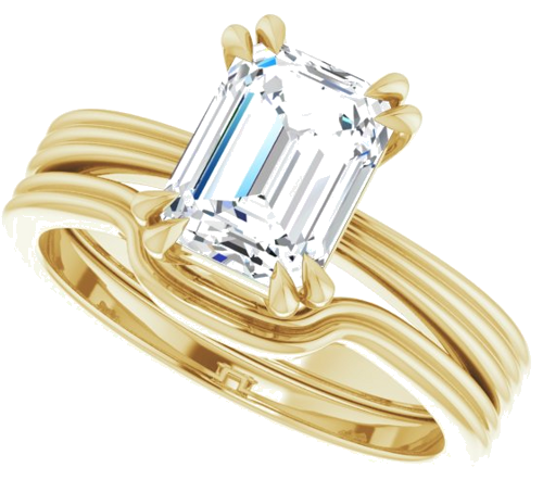 14K Yellow 8x6 mm Emerald Solitaire Engagement Ring Mounting (10)