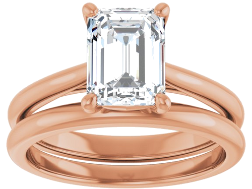 18K Rose 8x6 mm Emerald Solitaire Engagement Ring Mounting (8)