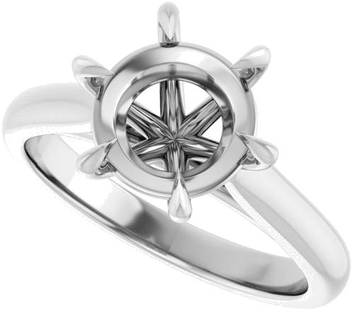 Sužadėtuvių Žiedas „Claw-Prong“ 14k white gold Round 9mm (5)