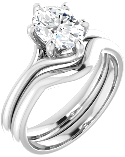 14K White 8x6 mm Oval Engagement Ring Mounting (6)