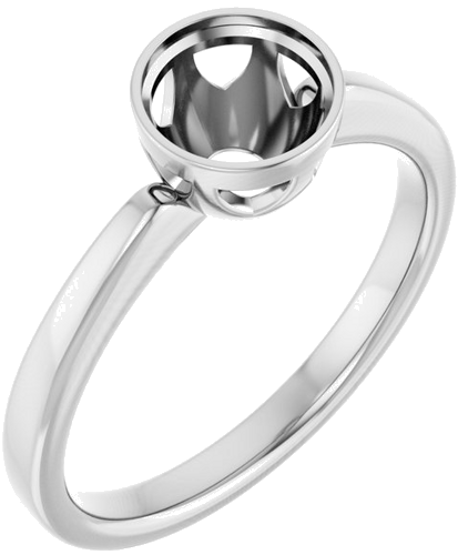 Sužadėtuvių Žiedas „Bezel-Set Solitaire“ 585 Baltojo Aukso Round 6.5mm (1)