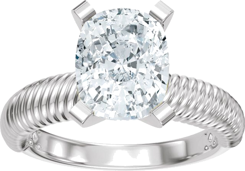 Sužadėtuvių Žiedas „Solitaire Rope“ 14k white gold Elongated Cushion 9mm x 7mm (3)
