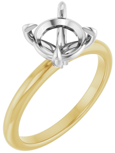14K Yellow White 8.2 mm Round Solitaire Engagement Ring Mounting (1)