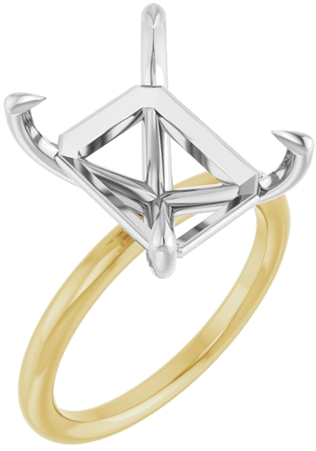 Sužadėtuvių Žiedas „Claw-Prong Solitaire“ 14k yellow/white gold Emerald 13mm x 11mm (1)
