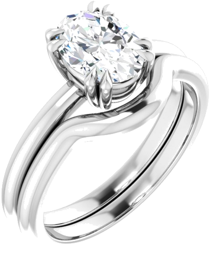 Sužadėtuvių Žiedas „Solitaire“ 585 Baltojo Aukso Oval 8mm x 6mm (6)