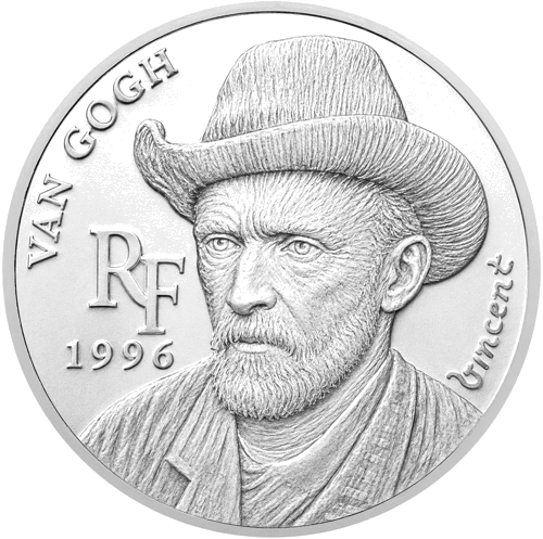 10 франков Винсент ван Гог 1996 Франция серебряная монета (1)
