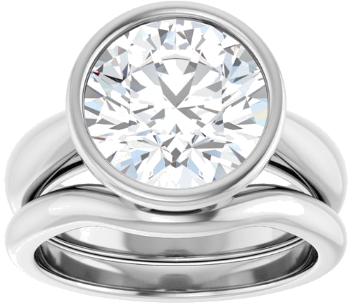 Sužadėtuvių Žiedas „Bezel-Set Solitaire“ 14k white gold Round 10mm (8)