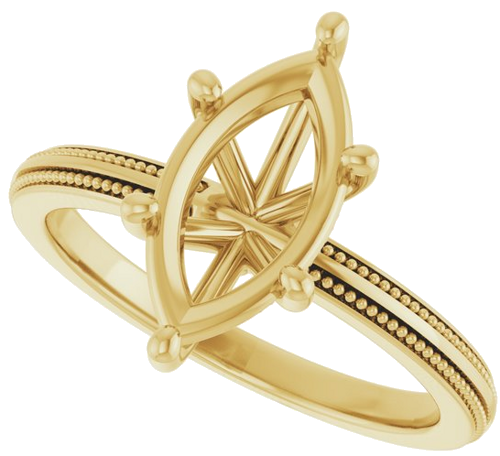 Sužadėtuvių Žiedas „Solitaire Milgrain“ 14k yellow gold Marquise 12mm x 6mm (5)