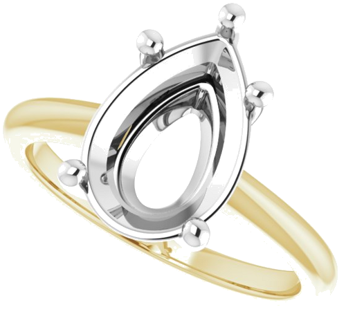 Sužadėtuvių Žiedas „Solitaire“ 14k yellow/white gold Pear 12mm x 8mm (5)