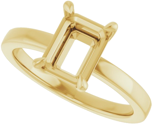 Sužadėtuvių Žiedas „Solitaire“ 585 Geltonojo Aukso Emerald 8mm x 6mm (5)