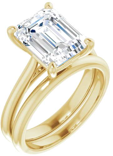 Sužadėtuvių Žiedas „Solitaire“ 585 Geltonojo Aukso Emerald 10mm x 8mm (6)