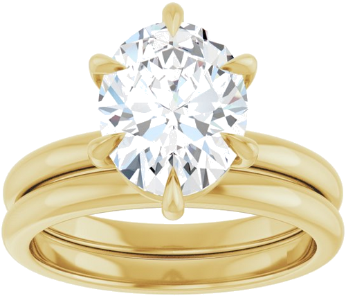 Sužadėtuvių Žiedas „Solitaire“ 585 Geltonojo Aukso Oval 10mm x 8mm (8)