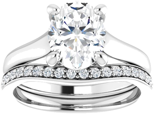 14K White 9x7 mm Oval Solitaire Engagement Ring Mounting (8)