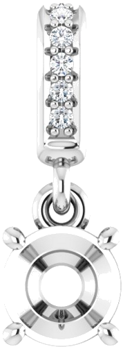 14K White 5.2 mm Round .03 CTW Natural Diamond Semi-Set Pendant (1)