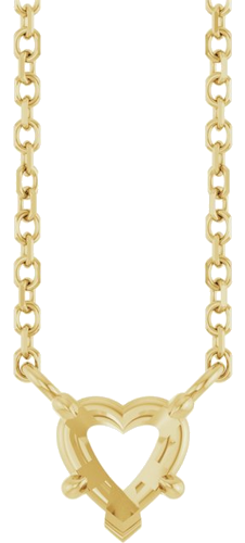 14K Yellow 5 mm Heart Solitaire 18  Necklace (1)