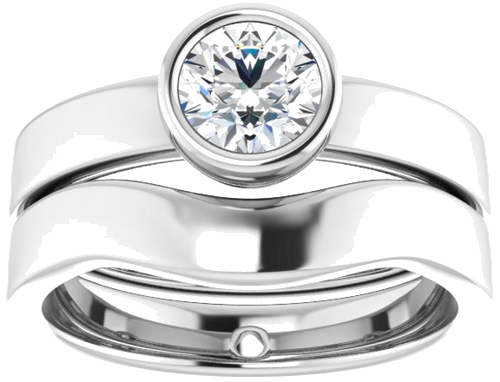 Sužadėtuvių Žiedas „Bezel-Set Solitaire“ 14k white gold Round 5.5mm (8)