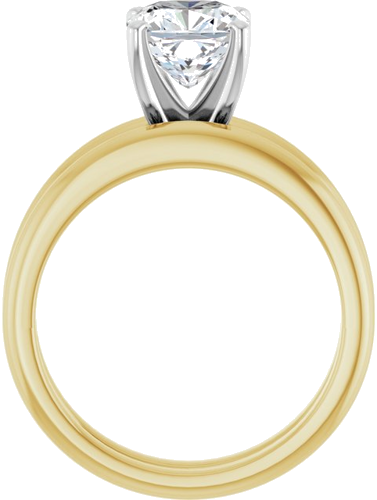14K Yellow   White  7x7 mm Cushion Solitaire Engagement Ring Mounting (7)