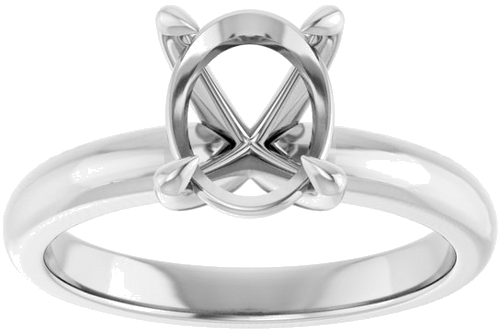 14K White 9x7 mm Oval Solitaire Engagement Ring Mounting (3)