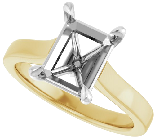 Sužadėtuvių Žiedas „Claw-Prong“ 14k yellow/white gold Emerald 9mm x 7mm (5)
