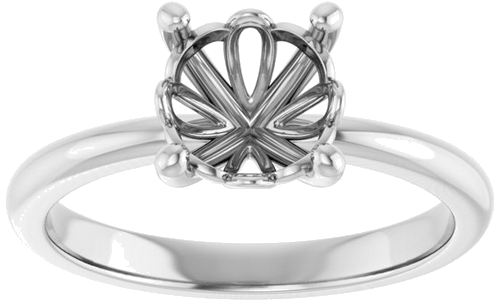 14K White 7.4 mm Round Solitaire Engagement Ring Mounting (3)