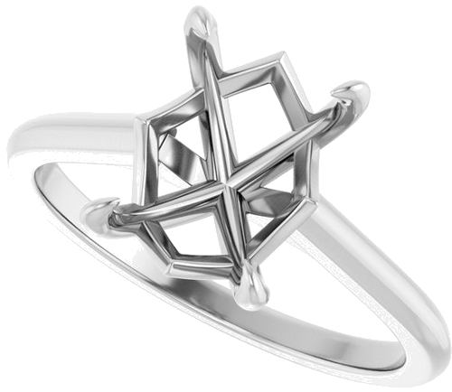 Sužadėtuvių Žiedas „Claw-Prong Solitaire“ 14k white gold Emerald 9mm x 7mm (5)
