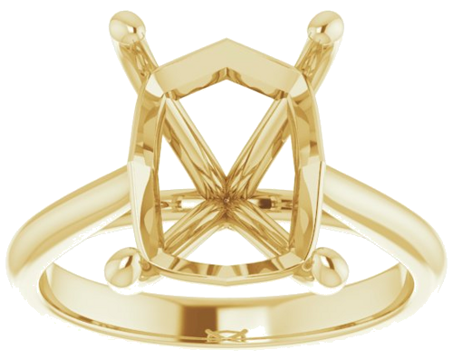 14K Yellow 11x9 mm Emerald Solitaire Engagement Ring Mounting (3)