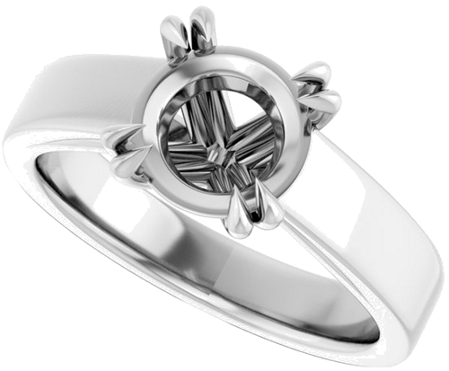 10K White 8 mm Round Engagement Ring Mounting (5)