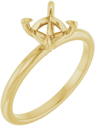 14K Yellow  6x6 mm Cushion Solitaire Engagement Ring Mounting (1)